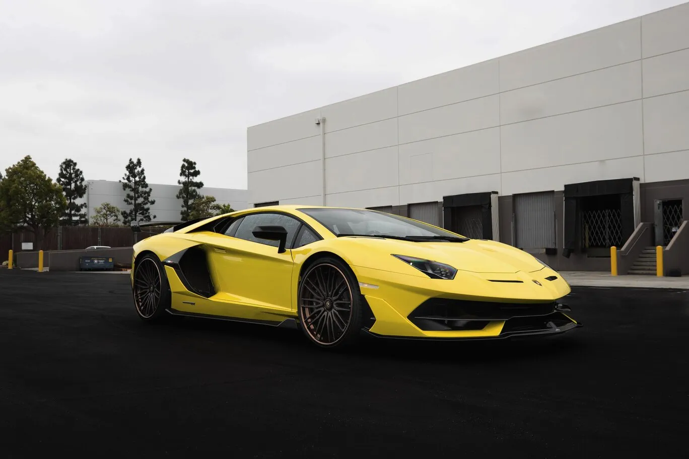A yellow Lamborghini
